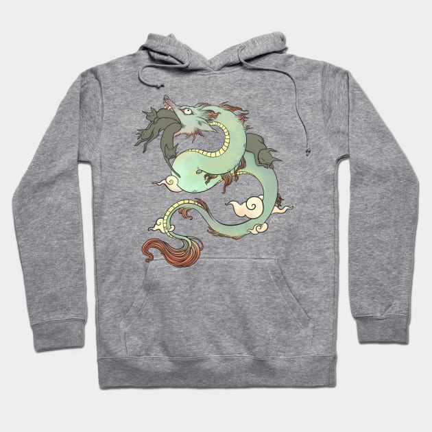 Flying Dragon In Space With Cats Drawing Hoodie by cellsdividing